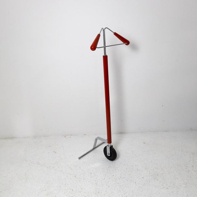 Metal Italian Coat Rack with Wheel, 1980s For Sale - Image 7 of 7