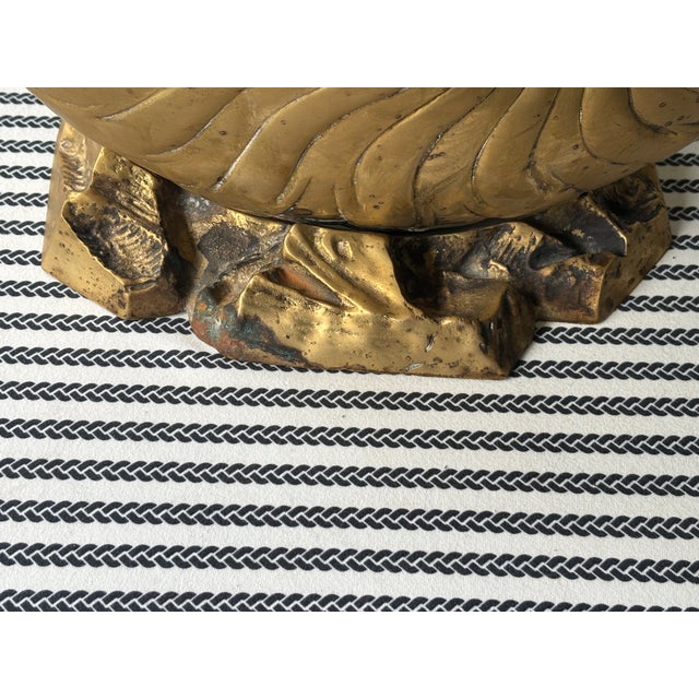 Brass Vintage Large Scale Palm Beach Style Brass Nautilus Shell Planter For Sale - Image 8 of 17
