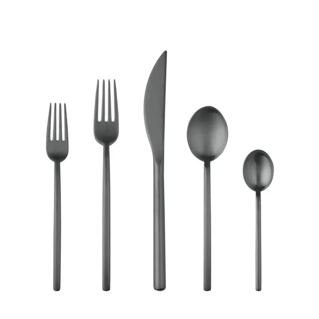 Contemporary Mepra Linea 5-Piece Flatware Set, Ice Oro Black For Sale - Image 3 of 3