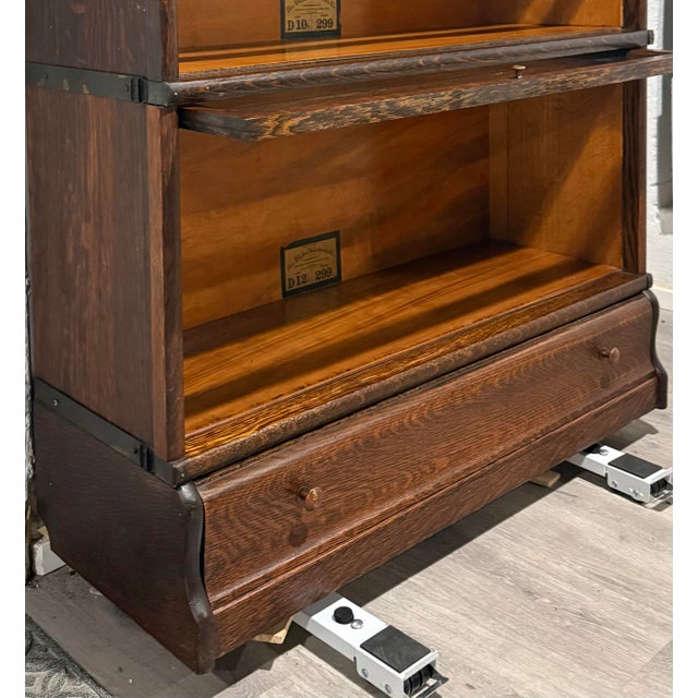 Early 20th Century Globe-Wernicke Barrister Bookcase, Vintage Lawyer Cabinet, Glass Door Stacking Bookcase For Sale - Image 9 of 11
