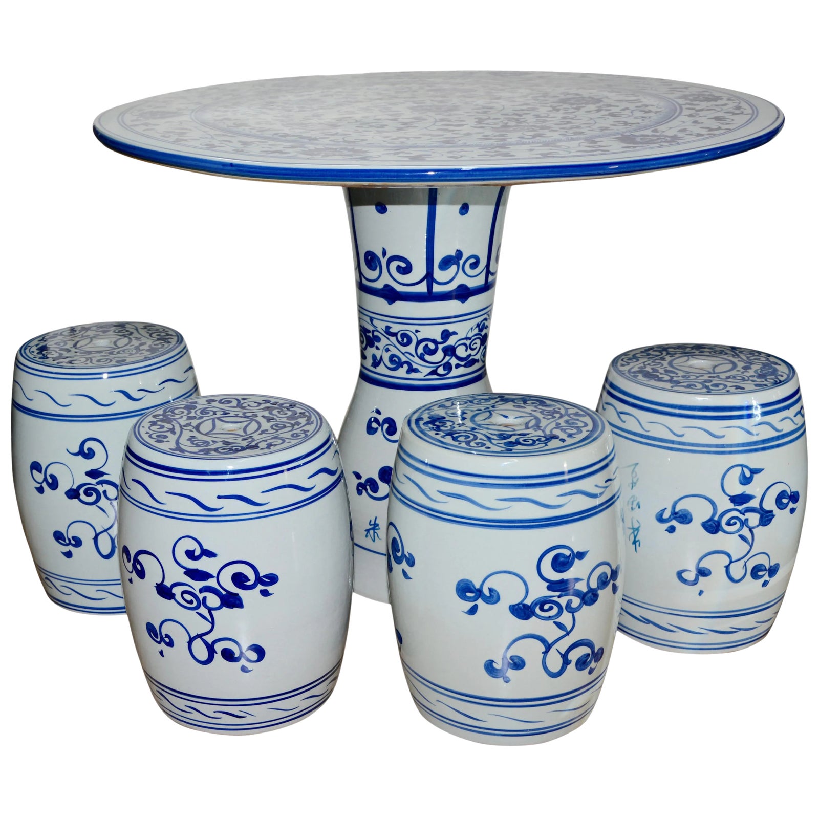 Chinese HandPainted Porcelain Garden Table and Stools Chairish
