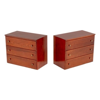 Pair of Modern Cherry-Stained Wood Chests of Drawers For Sale