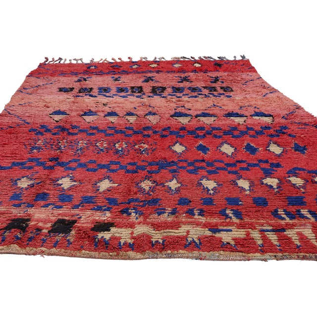 Tribal Vintage Red Boujad Moroccan Rug - 05'08 X 10'04 For Sale - Image 3 of 9