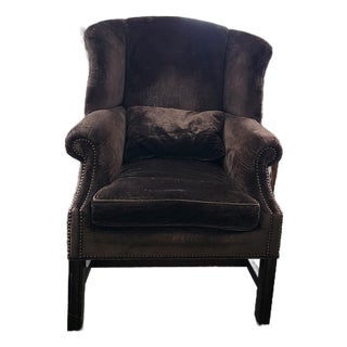 Chippendale Style Mahogany Framed Wing Chair For Sale