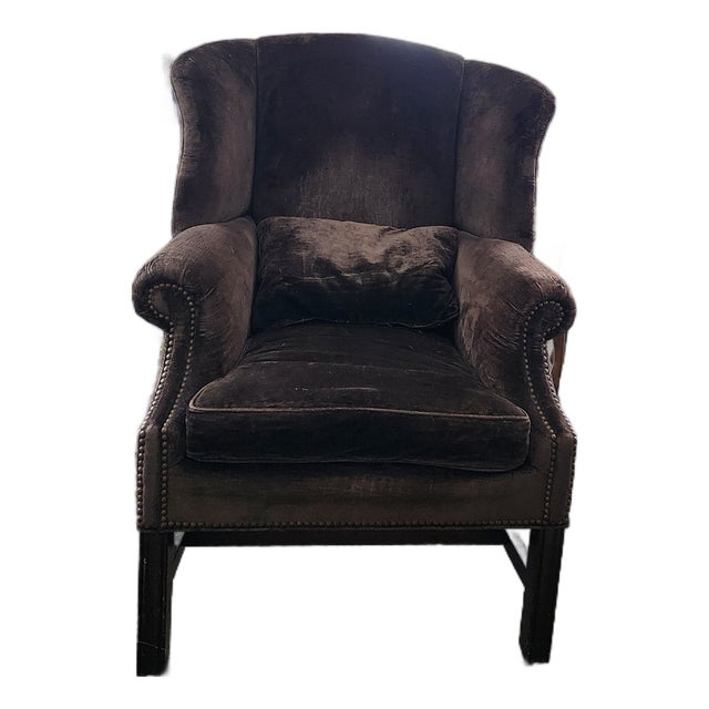 Chippendale Style Mahogany Framed Wing Chair For Sale