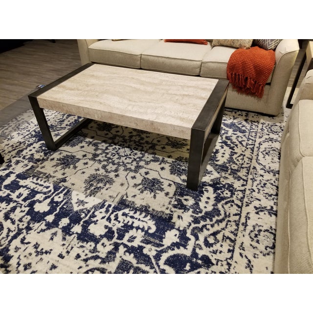 Contemporary Travertine Stone Coffee Table For Sale - Image 3 of 6