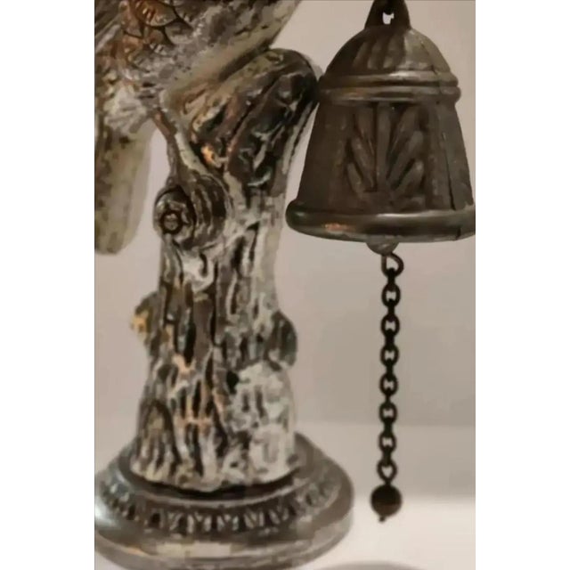 Mid 20th Century Mid 20th Century Vintage Ornate Metal Tabletop Perched Bird Bell For Sale - Image 5 of 7