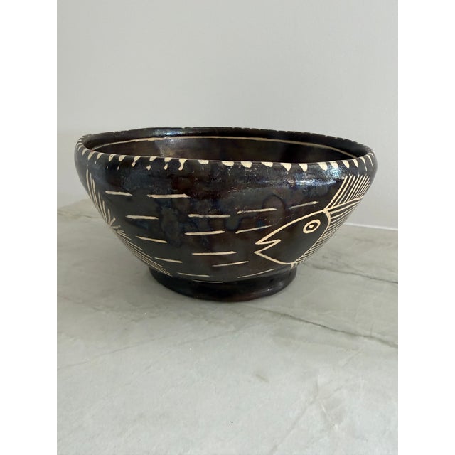 A delightfully fun fish bowl (love the pun!) by Mexican master potter Bernardo Zaldizar from the 1960s to 1970s. Signed BZ...