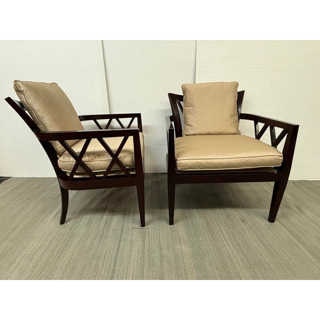 Baker Furniture Company Barbara Barry for Baker Furniture Double X Armchairs, Pair For Sale - Image 4 of 12