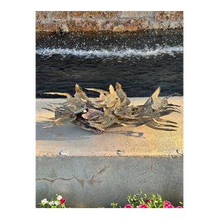 Mid-Century Curtis Jeré Style Brutalist Metal Fish Sculpture on Driftwood For Sale
