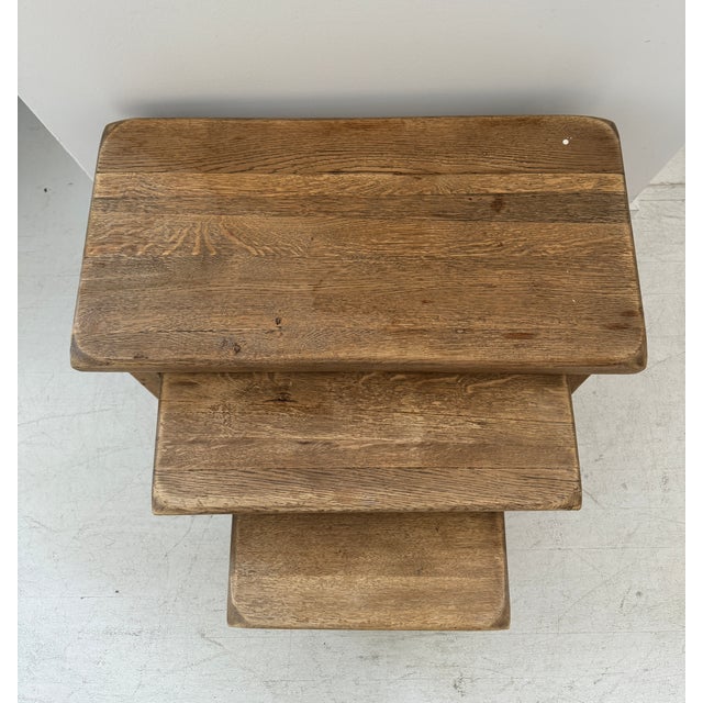 Set of Three Vintage Raw Wood Rustic Nesting Tables | Chairish