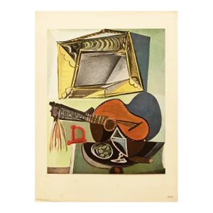 1940s After Pablo Picasso, "Still Life With Guitar" Limited Edition Period Offset Lithograph