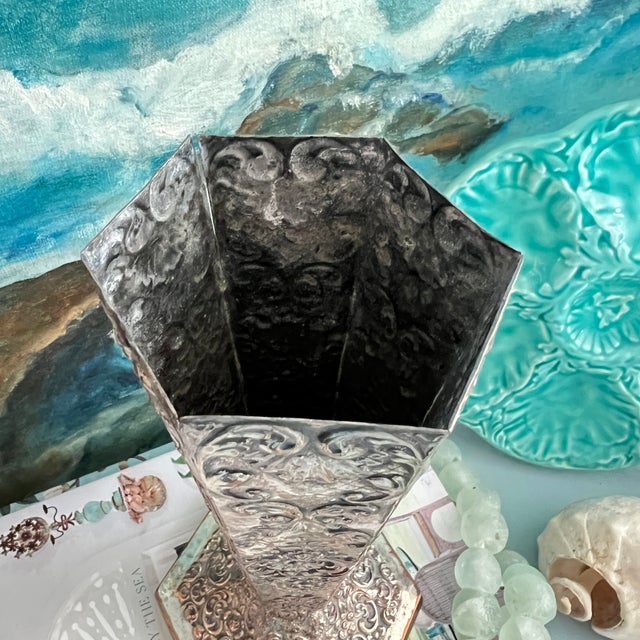 Vintage Repousse Silverplate Flute Vase by Barbour Silver Co. For Sale - Image 9 of 12