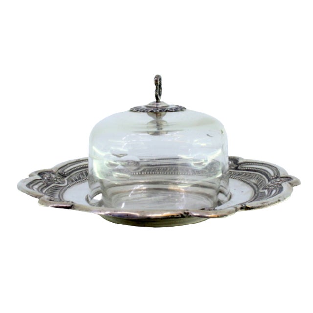 Metal Butter Dish in Silver Cut with Reliefs For Sale - Image 7 of 7