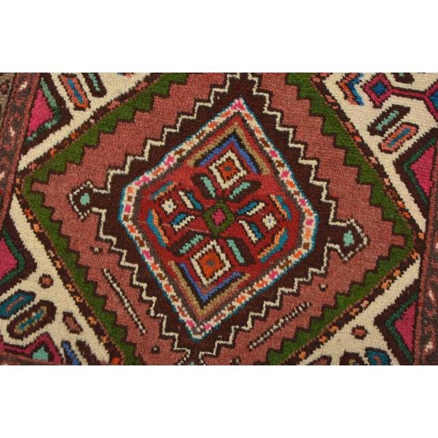 Hamedan Runner 2’7” X 9’2” Pink Wool Vintage Tribal Hand-Knotted Oriental Rug For Sale - Image 4 of 14