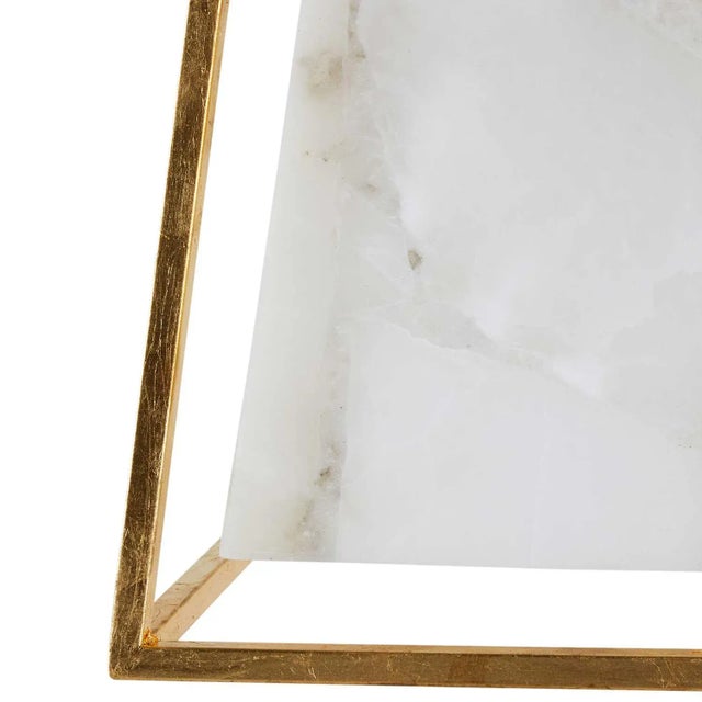 Kenneth Ludwig Chicago Stacey Gold Leaf & Alabaster Fixture For Sale - Image 4 of 6