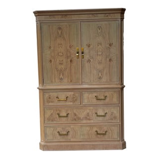 Drexel Heritage Corinthian Champagne Burl Wood Armoire For Sale
