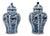 Large 18th-Century Blue and White Delft Covered Pots, 1950s, Set of 2 For Sale