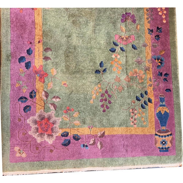 A Must See Antique 4' X 7' Art Deco Chinese Rug Circa 1920 For Sale - Image 4 of 5