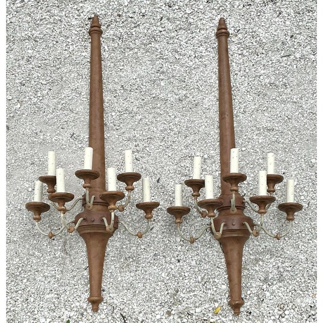Vintage Boho Monumental Wall Sconces - A Pair For Sale In West Palm - Image 6 of 11
