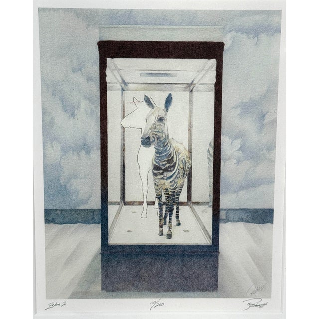 Framed Limited Edition Surrealist Zebra Prints Signed “Rocha ’84” - Edition 10/200 - Set of 3 For Sale - Image 11 of 12