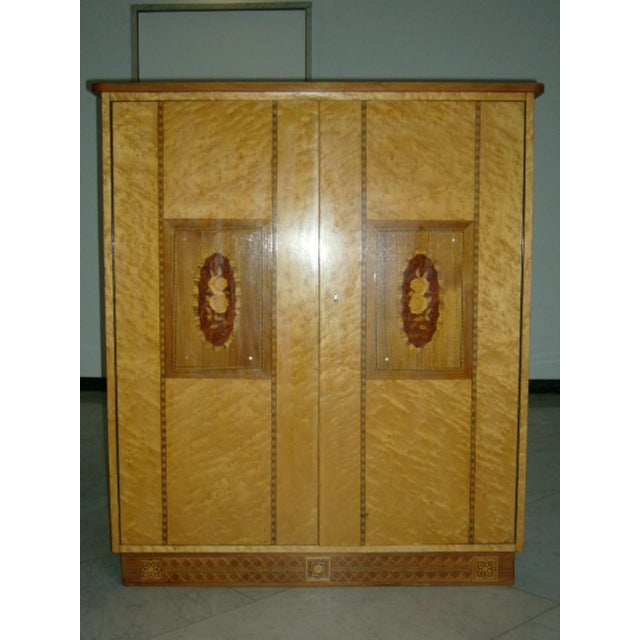 Small Cabinet in Birds-Eye Maple with Inlays and Painted Doors, 1950s For Sale - Image 8 of 8