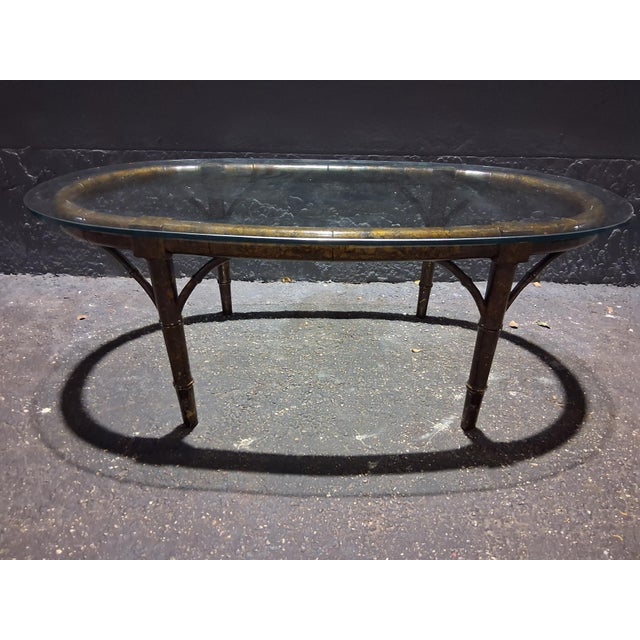 Hollywood Regency 1940's Hollywood Regency Faux Tortoise/ Bamboo Form Coffee/ Cocktail Table For Sale - Image 3 of 12