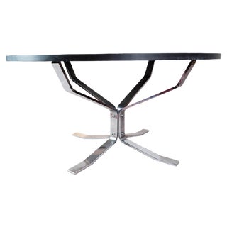 Round Coffee Table with Black Slate Plate by Sigurd Ressell Falcon For Sale