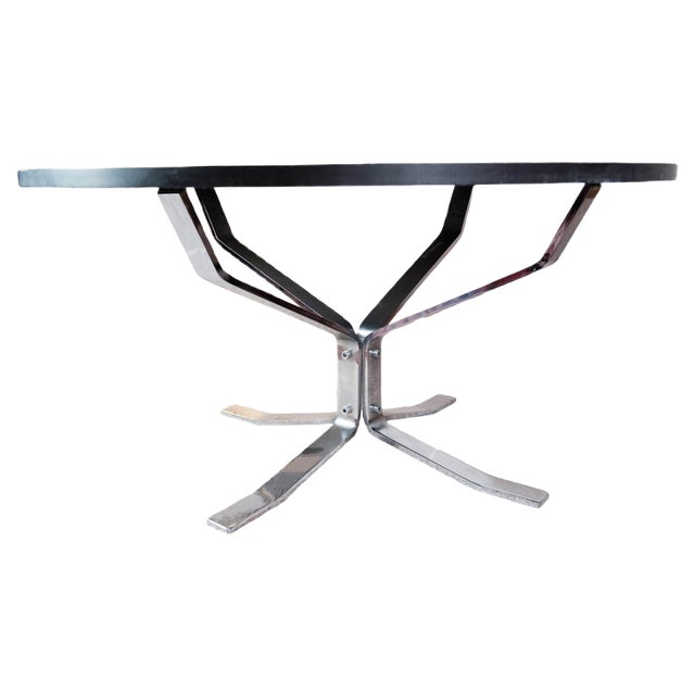 Round Coffee Table with Black Slate Plate by Sigurd Ressell Falcon For Sale