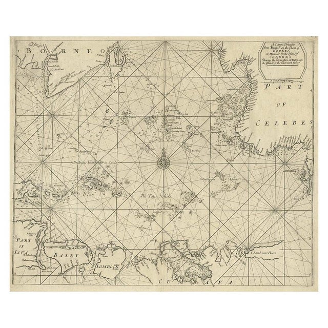 Antique map titled 'A Large Draught from Benjar on the Island of Borneo To Macasser on the Island of Celebes Shewing the...