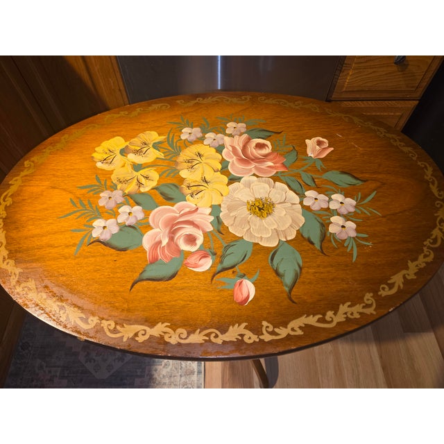 Mid-Century Modern 1950s Tilt Top Hand Painted Table For Sale - Image 3 of 12