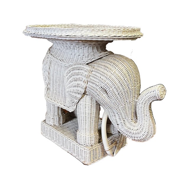 Wicker Elephant Table With Tray For Sale In Providence - Image 6 of 6