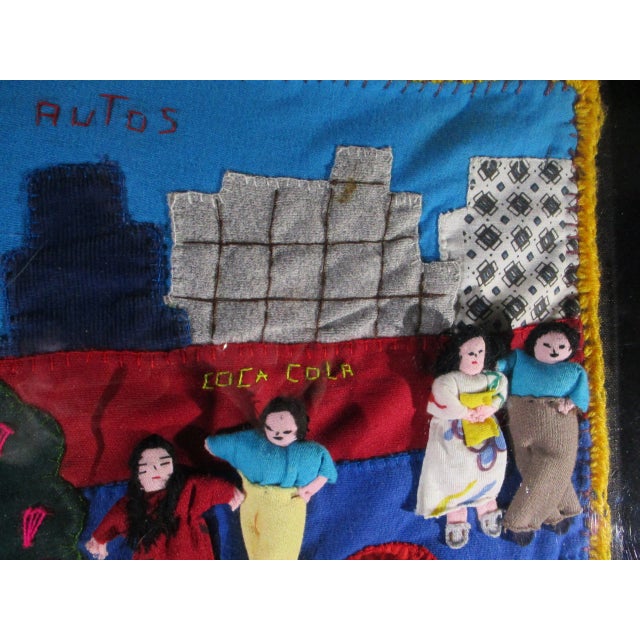 1990s Vintage Appliqué Folk Art Peru Arpillera Textile Art For Sale - Image 11 of 12