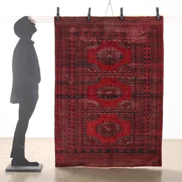 Bukhara wool carpet, fine knot, manual production. This piece is attributed to the mentioned designer/maker. It has no...