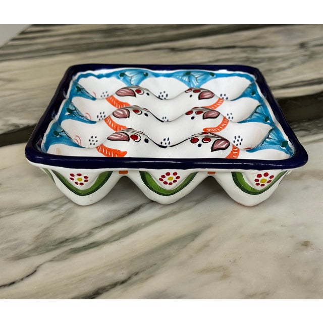 Hand Made in Mexico Vintage Ceramic Clay Pottery Egg Plate For Sale - Image 15 of 16