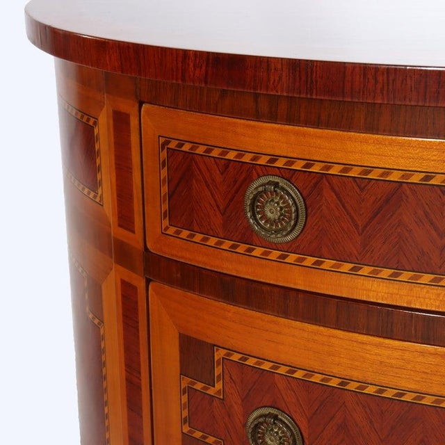 Early 20th Century Pair Italian Hepplewhite Style Satinwood & Rosewood Inlaid Demilune Consoles For Sale - Image 6 of 15