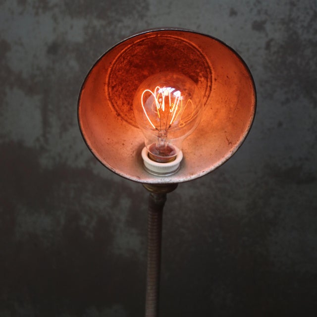 Industrial Art Deco Brown Goose Neck Table Desk Light For Sale - Image 3 of 8