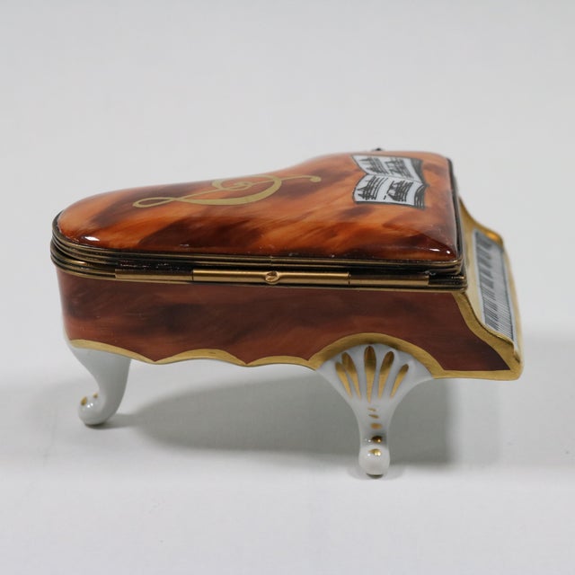 Mid 20th Century Limoges Wood Grain Grand Piano Trinket Box For Sale - Image 9 of 13