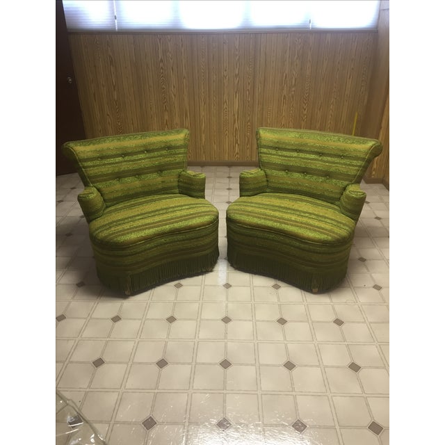 MidCentury Modern Plaid Chairs A Pair Chairish