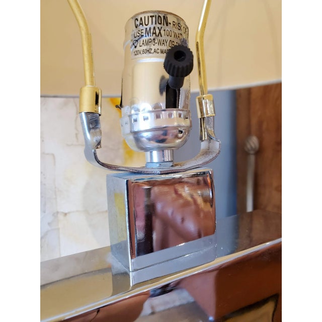 Pair of Mid-Century Modern Chrome Table Lamps With Black Bases For Sale In Washington DC - Image 6 of 8