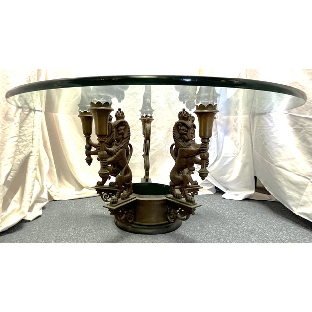 Antique Architectural Salvage Bronze Regency Royal Lion Epergne Coffee Table For Sale In West Palm - Image 6 of 13