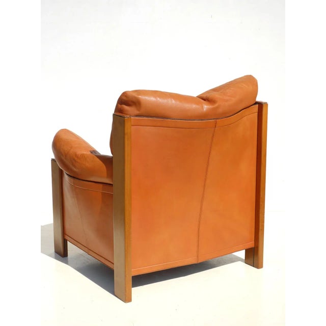 Set of Artona Leather and Wood Lounge Chair with Ottoman by Tobia & Afra Scarpa for Maxalto, 1970s For Sale - Image 13 of 17