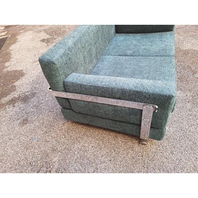 Fasce Cromate Sofa in Green Fabric by Luigi Caccia Dominioni for Azucena, 1960s For Sale - Image 12 of 14