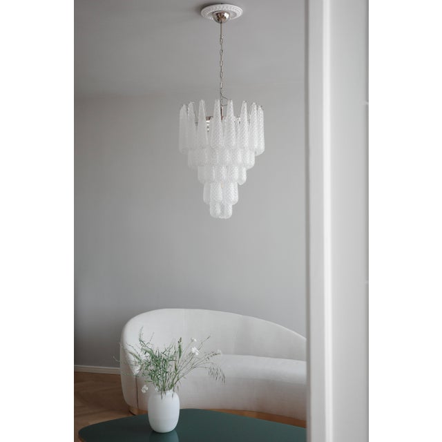 Metal Italian Murano Glass Chandelier with Drop-Shaped attributed to Murano, 1980s For Sale - Image 7 of 9