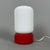 Space Age White Opal Glass Capsule Table Lamp with Red Wood Base, 1970s For Sale - Image 4 of 15