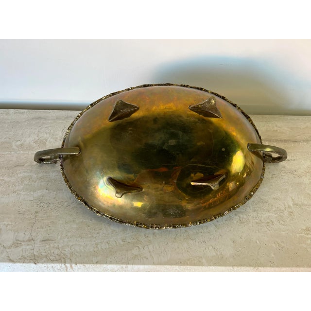 Vintage Handmade Mexican Brass Centerpiece Fruit Bowl For Sale - Image 9 of 13