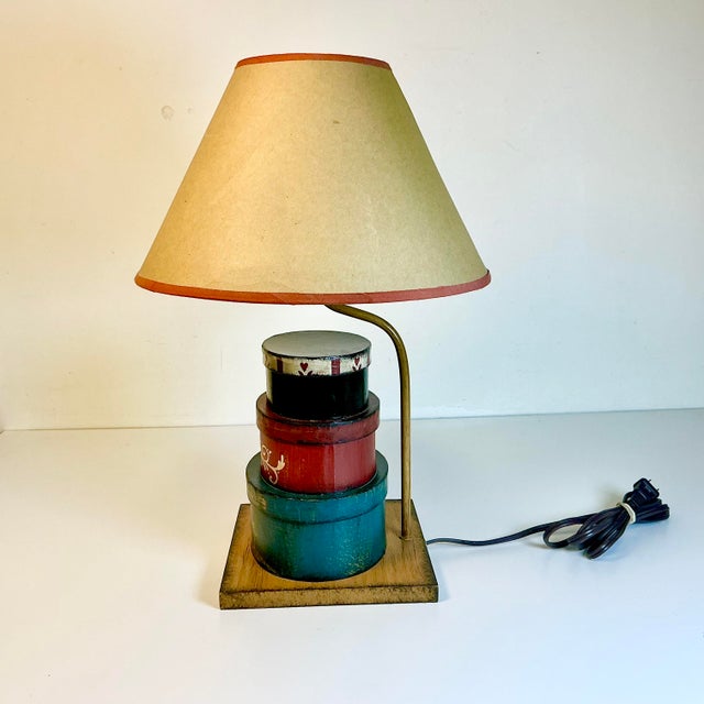 Cerulean 1980s Vintage Americana Farmhouse Arts & Crafts Accent Table Lamp. For Sale - Image 8 of 13