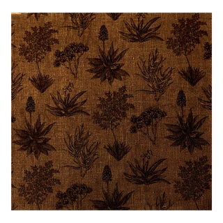 Vintage Robert Allen Botanical Print Slub Linen Fabric- 5.25 Yards For Sale