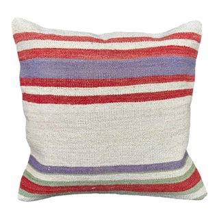 Turkish Hemp Pillow Cushion Natural Beige Red Cushion Cover 20"x20" For Sale