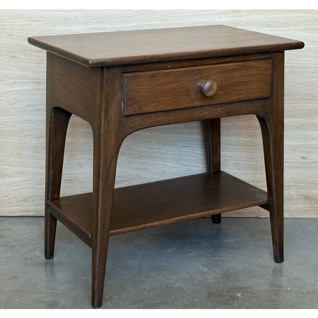 Danish Teak Nightstands Tables With Drawer, 1960s Modern Design, A Pair For Sale - Image 4 of 12